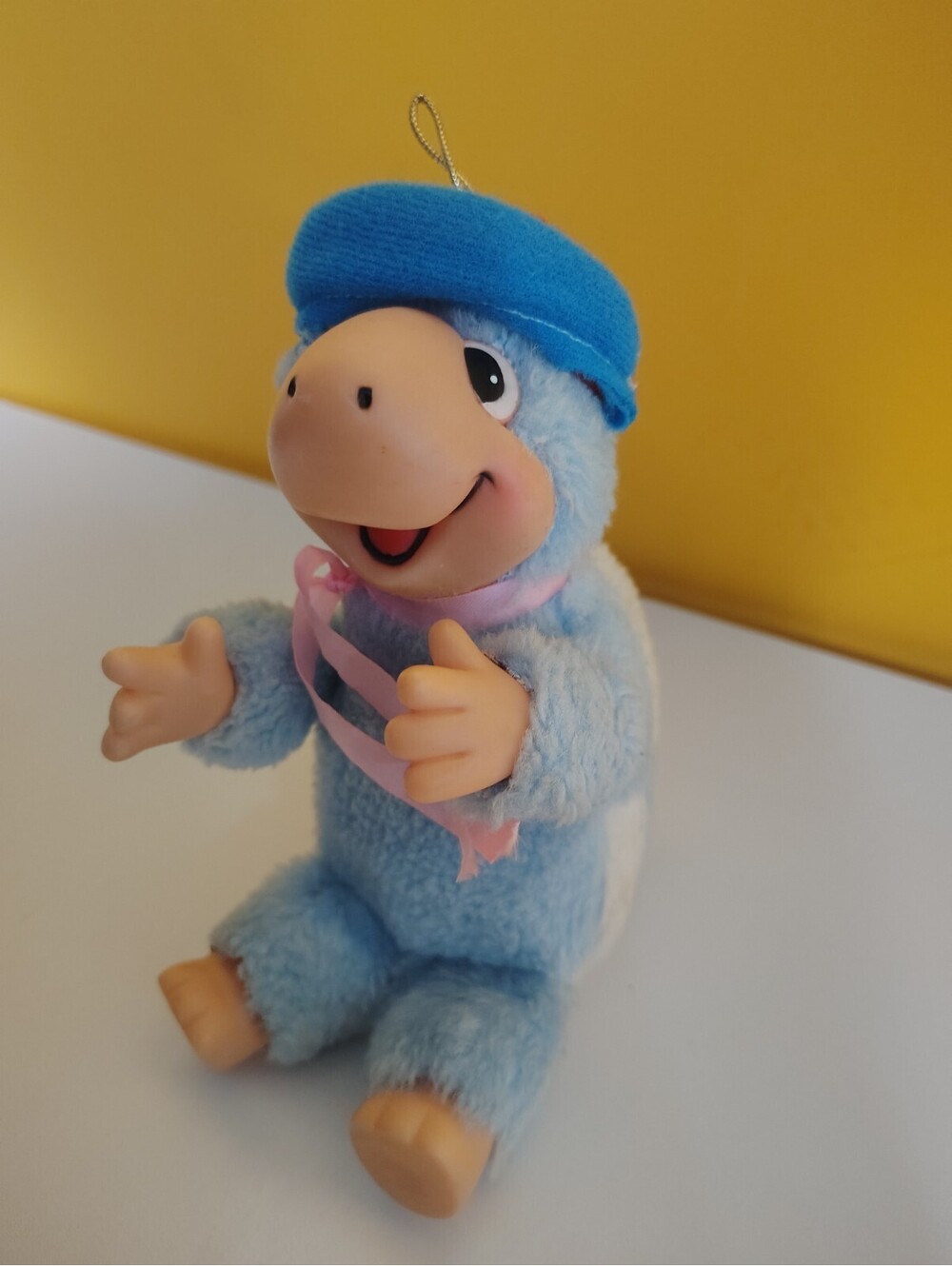 Vintage 1980s Fun World Blue Turtle Plush Rubber Face Hands Feet Stuffed Toy 8"